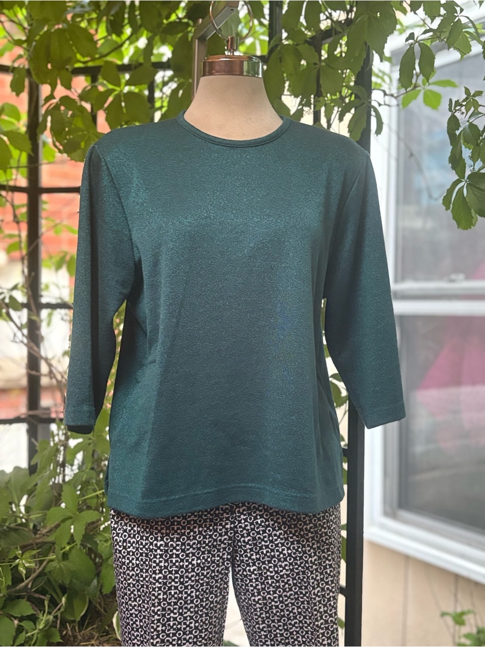 BonWorth Teal Crewneck 3/4 Sleeve Top Size Medium